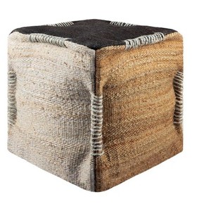 Livabliss Continental 18"H x 18"W x 18"D Natural Fiber Black Pouf - 1 of 2