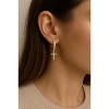 Hollywood Sensation Cross Dangle Earrings with White Diamond Cubic Zirconia - 2 of 4
