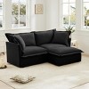 Slipcovered Sectional Sofa, 2 Seater Sofa with Removable Cover, Sofa with Convertible Ottoman, Chenille Fabric Sectional Sofas-Cuddlewood - 2 of 4