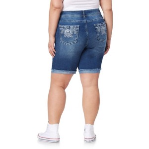 WallFlower Women's Luscious Curvy Denim Shorts Mid-Rise Bling Insta Stretch Juniors (Available in Plus Size) - 1 of 2