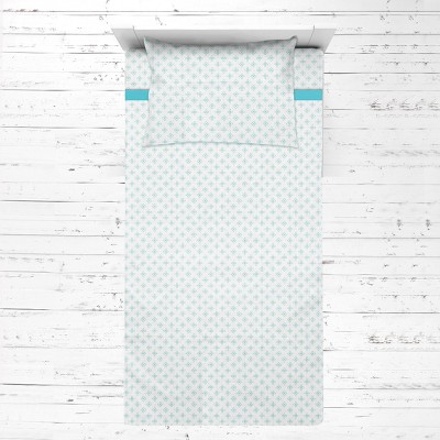 Bacati - Petals Aqua Muslin 3 pc Toddler Bed Sheet Set 100 percent cotton