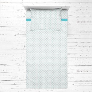 Bacati - Petals Aqua Muslin 3 pc Toddler Bed Sheet Set 100 percent cotton - 1 of 4