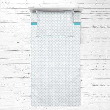 Bacati - Petals Aqua Muslin 3 pc Toddler Bed Sheet Set 100 percent cotton