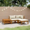 vidaXL 4-Piece Outdoor Lounge Set, Acacia Wood Frame with Cream Cushions, Inclusive of Coffee Table, Weather-Resistant Patio Furniture - 2 of 4