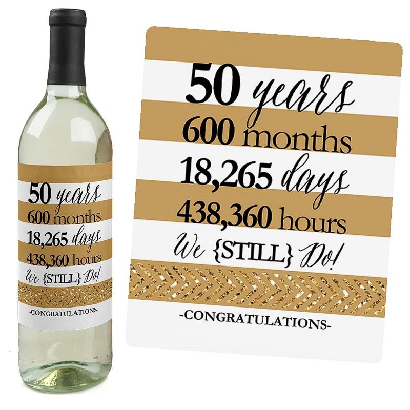 Big Dot of Happiness We Still Do - 50th Wedding Anniversary Decorations for Women and Men - Wine Bottle Label Stickers - Set of 4, 2 of 9