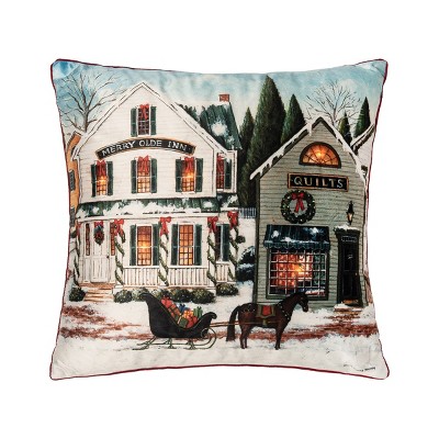 C&F Home 18" x 18" Christmas Village Light-Up LED Throw Pillow