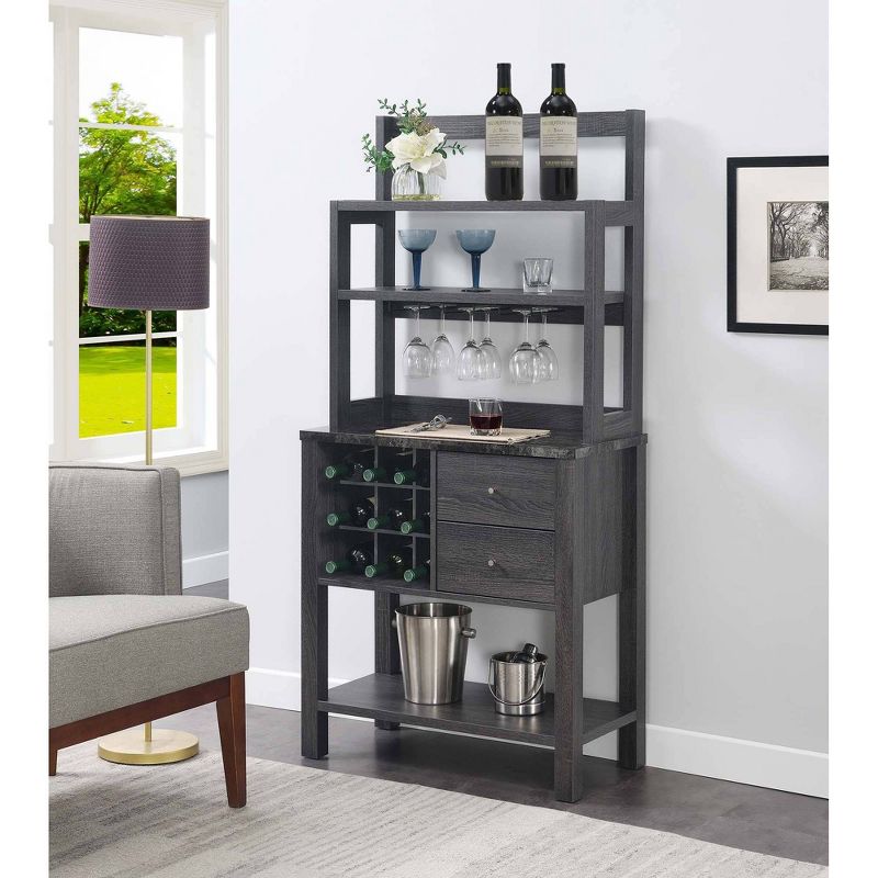Newport 2 Drawer Serving Bar with Wine Rack and Shelves - Breighton Home, 3 of 9