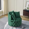 Velvet Upholstered Swivel Chair with Button Tufted Design, Movable Wheels and 3 Pillows for Living Room, Bedroom - 4 of 4