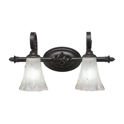 Toltec Lighting Elegante 2 - Light Vanity in  Dark Granite with 5.5" Fluted Frosted Crystal Shade