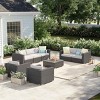 5 PCS Patio Seating Set, Traditional Seating Set with Glass Top Table, Wicker Chair with Aluminum Frame and Cushion-Coolbibila - 2 of 4