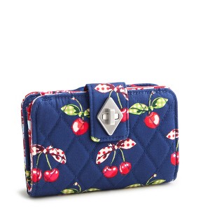 Vera Bradley Women's Premium Cotton Small Turnlock Wallet Cherry
