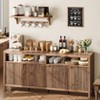 Walnut Fluted Storage Cabinet, 65in Wide Sideboard Buffet Cabinet with Adjustable Shelves and Golden Handles, Accent Coffee Bar Cabinet for Kitchen - 3 of 4