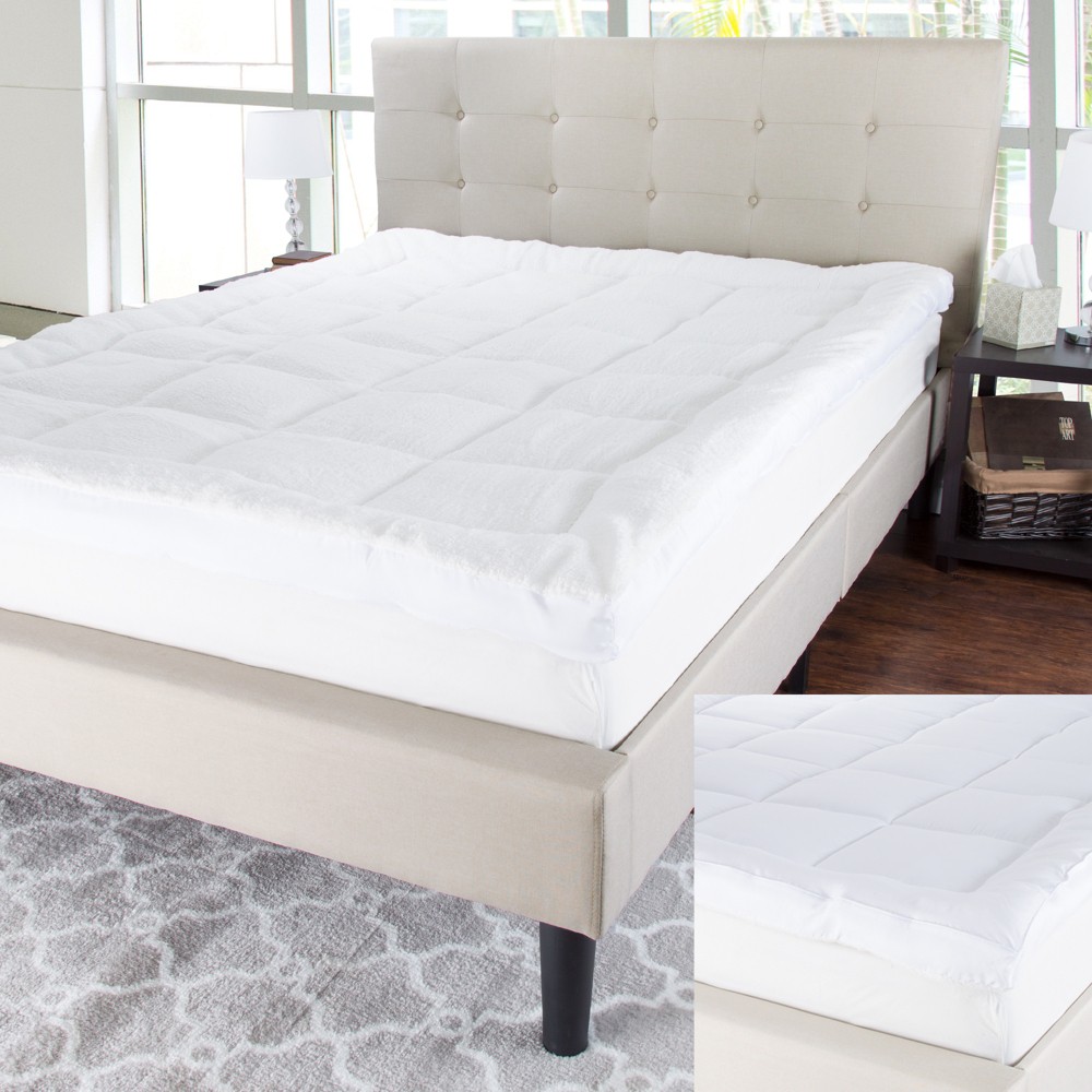 Photos - Mattress Cover / Pad Reversible Down Alternative Topper With Faux Shearling  White - York(King)