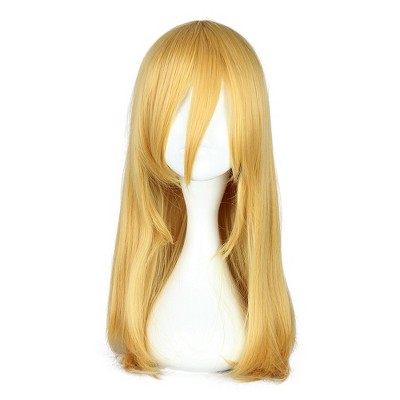 Unique Bargains Women's Curly Wigs 22" Yellow with Wig Cap