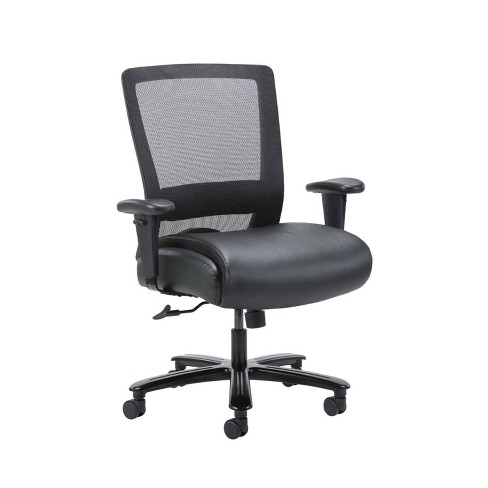 APPROVED VENDOR Desk Chair: Fixed Arm, Black, Vinyl, 400 lb Wt Capacity