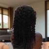 Unique Bargains Women's Medium Wave Curly Long Hair Wig 13x4in 150 Real Human Hair Black 1 Pc - 3 of 4
