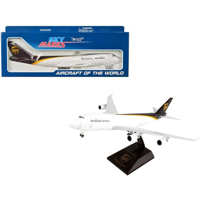 Boeing 747-400F Commercial Aircraft with Landing Gear "UPS Worldwide Services" White and Brown 1/200 Plastic Model by Skymarks, 1 of 6