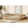 MAYEERTY Queen Floor Bed with Fence,Door, Rubber Wood Floor Bed Guardrails Beige - 2 of 4