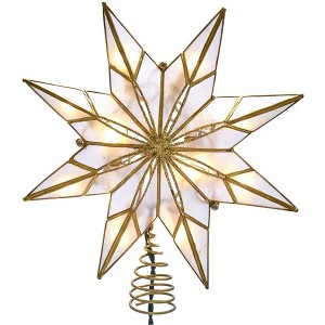 Kurt Adler 10-Light 8-Point Capiz Star Treetop, Gold &  White, 9.5" - 1 of 4