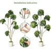 Tall Fake Plant Indoor, Faux Floor Tree Fake Trees in Decorative White Planter with Multiple Trunks Design - 2 of 4