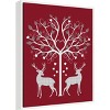 Amanti Art Christmas Des Deer and Heart Tree Grey on Red by Fab Funky Canvas Wall Art Print Framed 23-in. W x 28-in. H. - 2 of 4