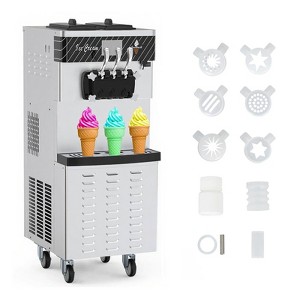 Commercial Ice Cream Machine - 3 Flavor Soft Serve Maker with LED Display, 7.9Gal/Hour Output, Auto Cleaning System for Shops, Restaurants & Home Use - 1 of 4