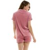 Jaclyn Intimates Womens Ribbed Velour Short Sleeve Top and Shorts 2 Piece Loungewear Set - 3 of 3