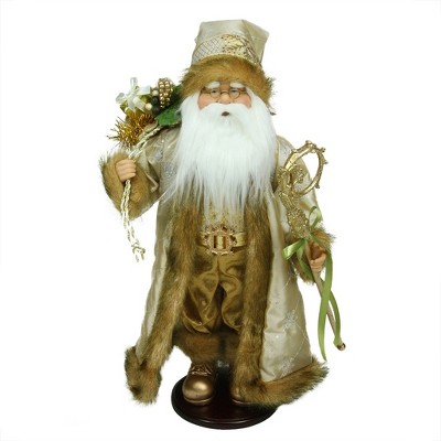 Northlight 18.25" Gold and White Santa Claus with Jacket Christmas Tabletop Figurine