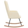 vidaXL Modern Rocking Chair with Armrests - Cream-Colored Fabric Upholstery, Steel Frame and Solid Rubber Wood Construction - 3 of 4