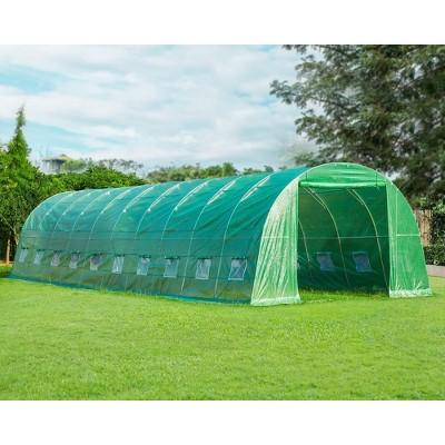 EROMMY Large Walk-in Greenhouse, Portable Greenhouse with 2 Roll-up Zippered Doors&20 Screen Windows,White