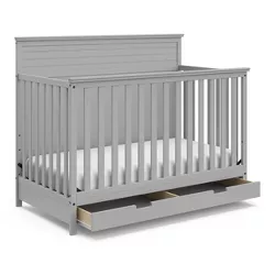 Mattress Not Included Motherly by Storkcraft Timeless 5-in-1 Convertible Crib with Bonus Playhouse Brushed Fog - Transforms into Playhouse Full-Size Bed and Playhouse Crib Converts to Toddler Bed 