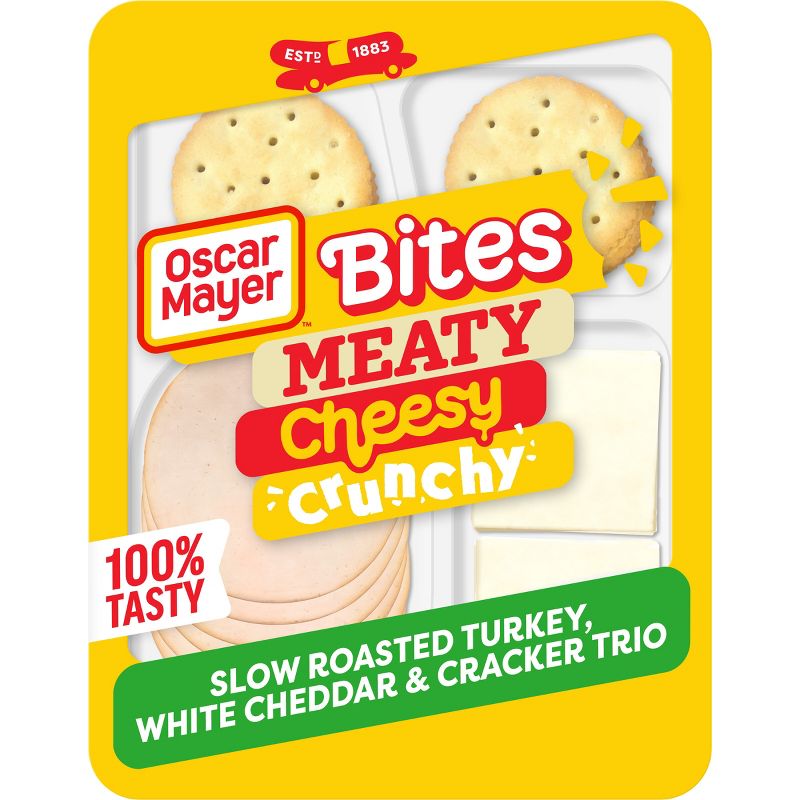 Oscar Mayer Bites with Slow Roasted Turkey, White Cheddar Cheese and Crackers - 3.3oz, 1 of 11