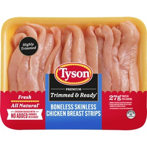 Tyson Trimmed & Ready Chicken Breast Strips - 0.84-2.5 lbs - price per lb - 1 of 3