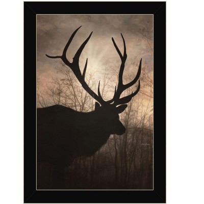 HomeRoots Elk Sunrise Black Framed Print Wall Art