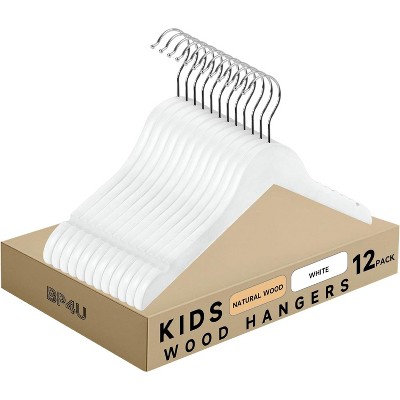 BP4U 12.8" Kids Wooden Hangers with Non-Toxic Finish, Slim 0.4" Baby Clothes Hangers with 360° Swivel Hook for Toddler Coats  说明：