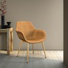 LeisureMod Markley Faux Leather Dining Chair with Arms and Gold Metal Legs - 2 of 4