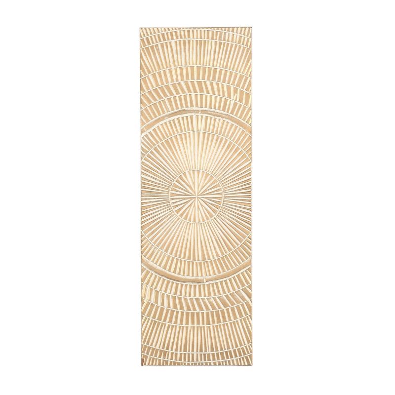 Wood Geometric Handmade Intricately Carved Radial Wall Decor Gold - Olivia & May, 4 of 6