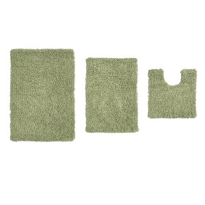 Fantasia Bath Rug Collection Cotton Shaggy Pattern Tufted Set of 3 Bath Rug Set - Home Weavers - 1 of 3