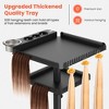 TASALON Professional Hair Extensions Organizer Cart Metal Salon Tray Cart with 2 Magnetic Bowls, Hair Dryer Holder, Adjustable Rolling Base, Black - 3 of 4