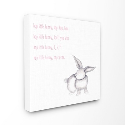 Hop Little Bunny Rhyme Rabbit Stretched Canvas Wall Art (24"x24") - Stupell Industries