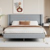 Queen Size Corduroy Upholstered Platform Bed with Metal Legs - ModernLuxe - 2 of 4