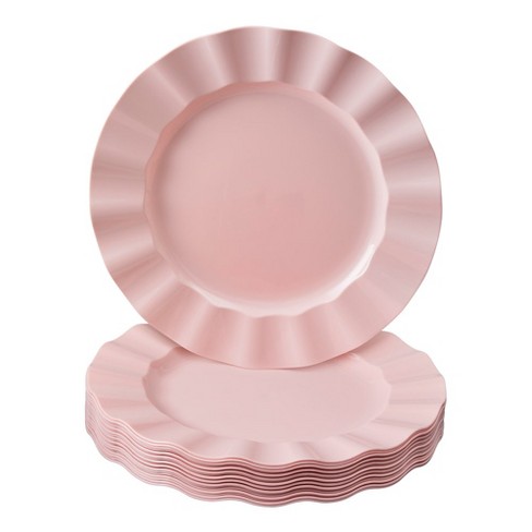 Fancy Disposable Salad Plates (10 PC) Heavy Duty Plastic Plates, Rose Gold  Party Supplies for Baby Showers, Weddings, Parties, Birthdays, & Events,  Pink Plates with Silver Embossed Rim - 9 - Harmony 