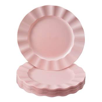 Silver Spoons Elegant Disposable Plastic Plates for Party, Heavy Duty Disposable Salad Plates (8.75"), (20 PC) - Veil