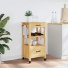 vidaXL Kitchen Trolley MONZA 18.9 in.x15.7 in.x35.4 in. Solid Wood Pine - image 3 of 4