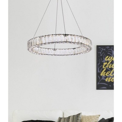 Monroe Black LED Pendant with Clear Crystal Accents
