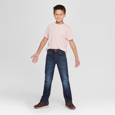 Boys' Stretch Bootcut Fit Jeans Cat & Jack™ Dark Blue 12 Husky Target