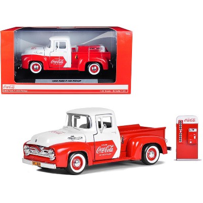 1955 Ford F-100 Pickup Truck Red and White with Vending Machine "Coca-Cola" 1/24 Diecast Model Car by Motorcity Classics