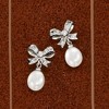 Ross-Simons 8-9mm Cultured Pearl and .30 ct. t.w. White Topaz Bow Drop Earrings in Sterling Silver - 4 of 4