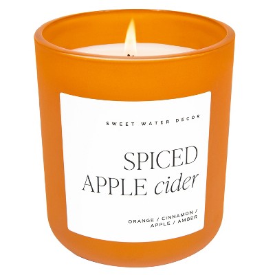 Sweet Water Decor Spiced Apple Cider 15oz Orange Matte Jar Candle