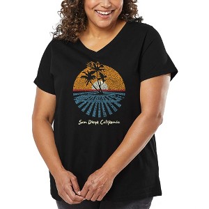 LA Pop Art Women's Word Art V-Neck - Cities In San Diego - 1 of 4